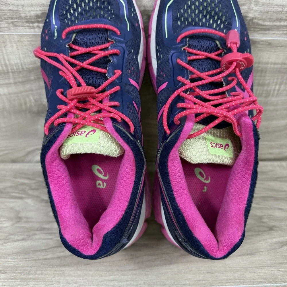 ASICS GEL-Kayano 22 Navy Pink Athletic Sneakers Knit Womens 10 T598N